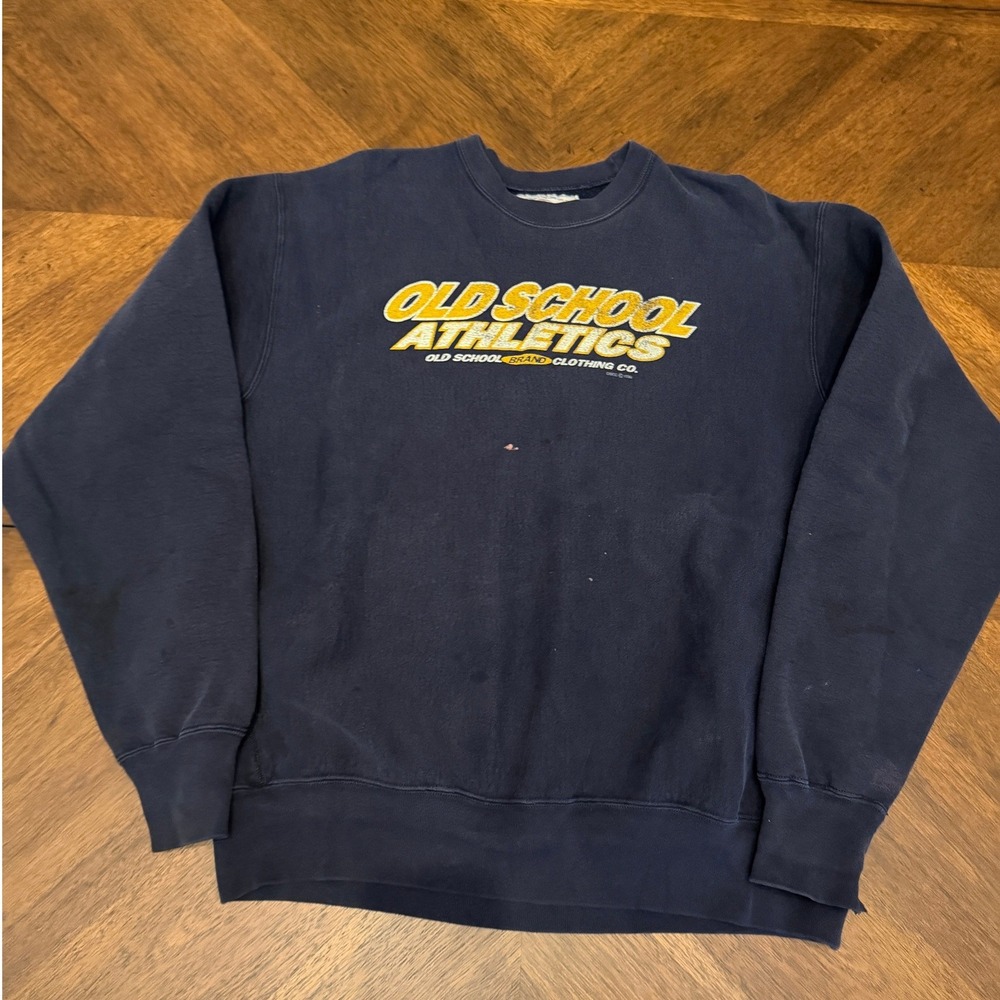 Vintage Old School Athletics OSCC Sweatshirt Navy Blue Made in USA Large 90s